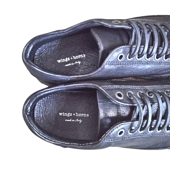 Wings + Horns All Black Low-Top Leather Sneaker Leather Laces EU 39 - Picture 9 of 10